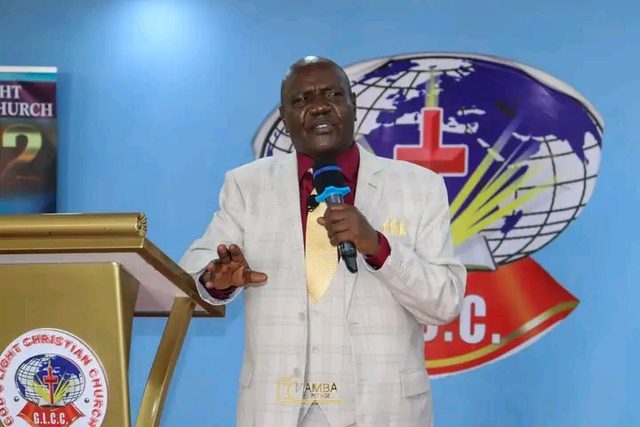 A bishop preaching at a golden pulpit